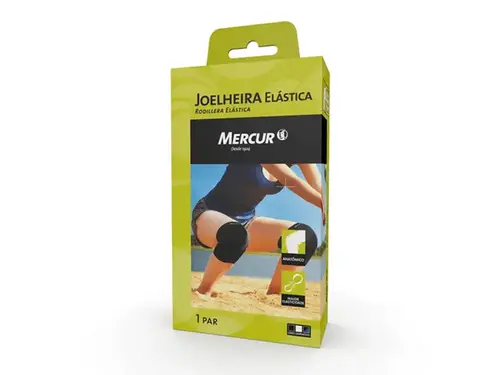 Joelheira Mercur Esporte - Tamanho M - Preta - 1 Unidade