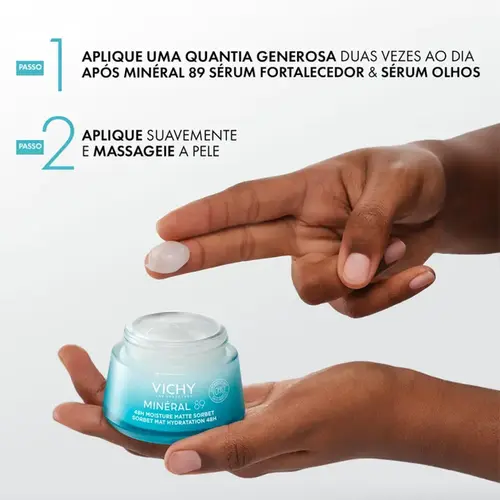Gel Hidratante Facial Vichy Minéral 89 Sorbet Efeito Mate 48h 50ml