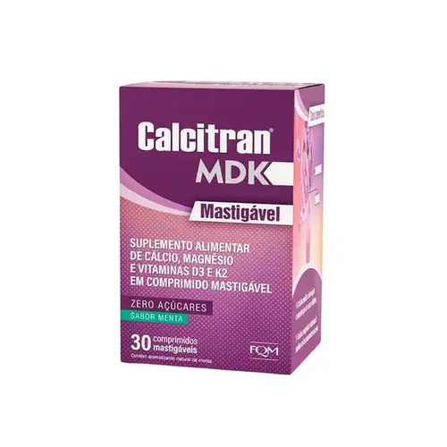 Calcitran Mdk Sabor Menta 30 Comprimidos Mastigáveis - Fqm