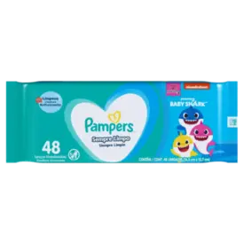 Lenço Umedecido Pampers Splash Baby Shark 48 Unidades