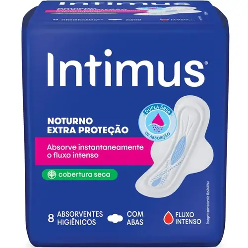 Absorvente Intimus Gel Noturno Seca com Abas 8 Unidades