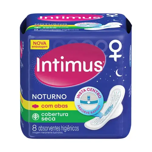 Absorvente Intimus Gel Noturno Seca com Abas 8 Unidades