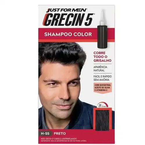 Tonalizante Masculino Grecin 5 Shampoo Color H-55 Preto 60ml