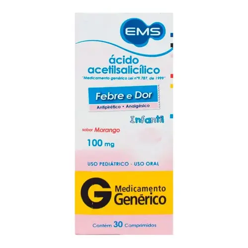 Ácido Acetilsalicílico 100mg - 30 Comprimidos - EMS - Genérico