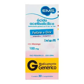 Ácido Acetilsalicílico 100mg - 30 Comprimidos - EMS - Genérico