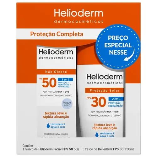 Kit Protetor Solar Helioderm Suncare FPS30 120ml + Protetor Facial FPS50 50g
