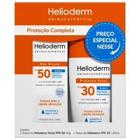 Kit Protetor Solar Helioderm Suncare FPS30 120ml + Protetor Facial FPS50 50g