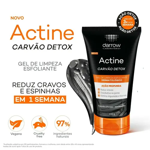 Gel de Limpeza Actine Esfoliante Carvão Detox Darrow 100g