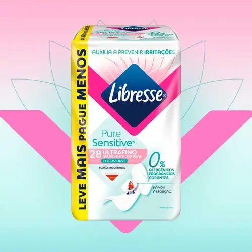 Absorvente Libresse Pure Sensitive Dia Ultrafino com Abas 28 Unidades