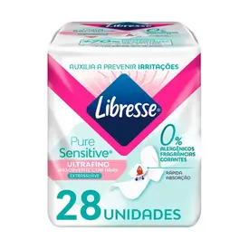 Absorvente Libresse Pure Sensitive Dia Ultrafino com Abas 28 Unidades