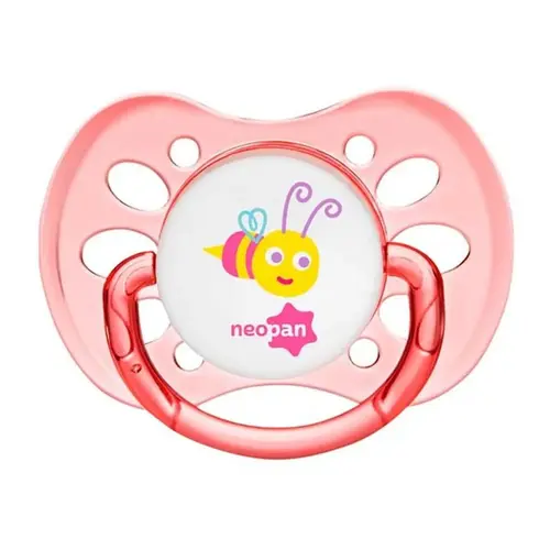 Chupeta Neopan Rosa Abelha Silicone Bico Ortodôntico Nº2 +6 Meses - 1 Unidade