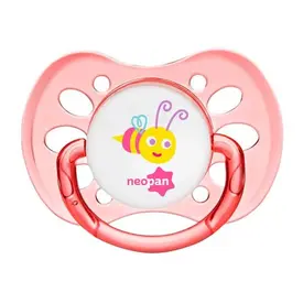 Chupeta Neopan Rosa Abelha Silicone Bico Ortodôntico Nº2 +6 Meses - 1 Unidade