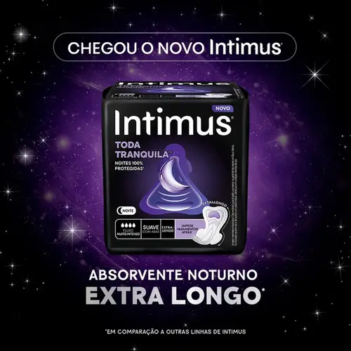 Absorvente Intimus Noturno Toda Tranquilo  Suave com Abas Extra Longo 8 Unidades