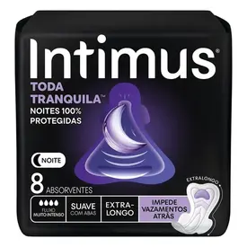Absorvente Intimus Noturno Toda Tranquilo  Suave com Abas Extra Longo 8 Unidades