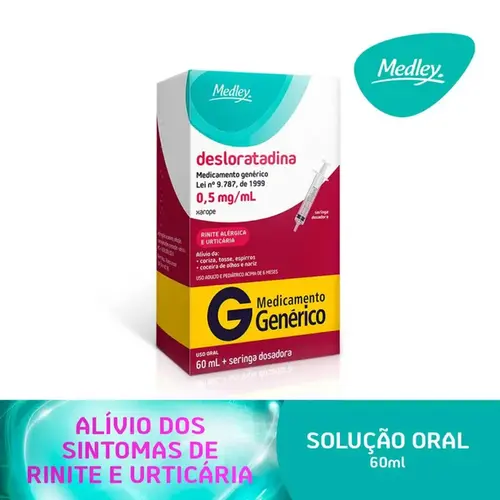 Desloratadina 0,5mg/ml - Xarope com 60ml - Medley - Genérico