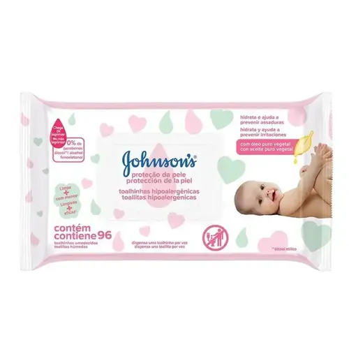 Lenço Umedecido Johnson's Baby Extra Cuidado 96 Unidades
