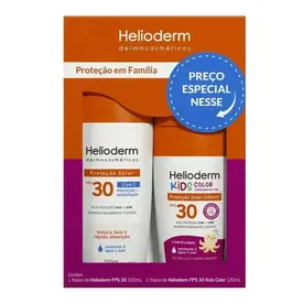 Kit Protetor Solar Helioderm Suncare FPS30 200ml + Helioderm Kids Color FPS30 120ml