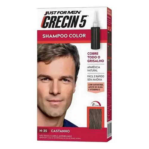 Tonalizante Masculino Grecin 5 Shampoo Color H-35 Castanho 60ml