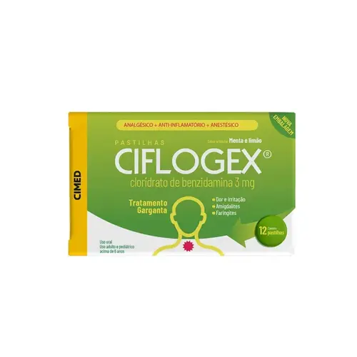 Pastilha Ciflogex 3mg - Sabor Menta e Limão - 12 Pastilhas