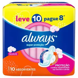 Absorvente Always Super Proteção Suave com Abas Leve 10 Pague 8