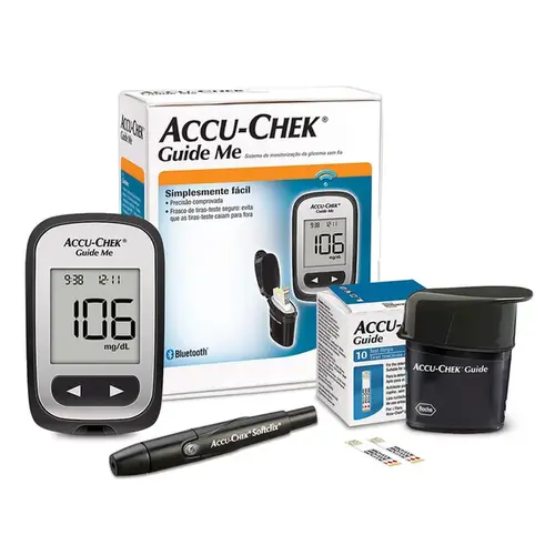 Kit Aparelho Medidor de Glicemia Accu-Chek Guide Me com 10 Tiras