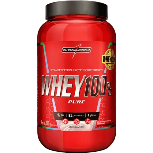 Whey Protein - Whey 100% Pure Morango 907g - Integralmédica