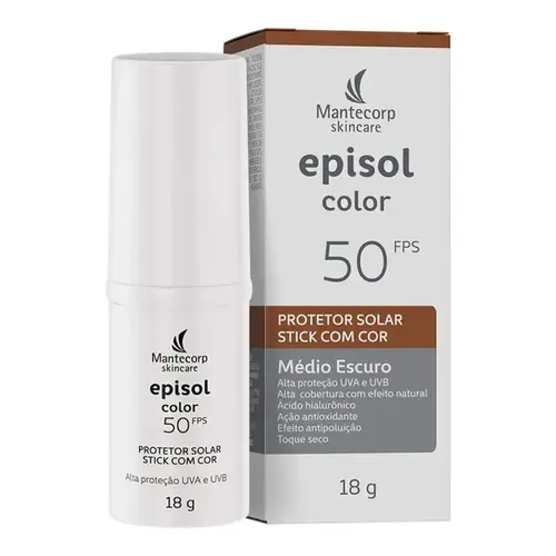 Protetor Solar Facial em Bastão Episol Color Stick FPS 50 Tom Médio Escuro 18g
