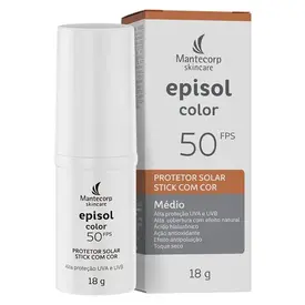 Protetor Solar Facial em Bastão Episol Color Stick FPS 50 Tom Médio 18g