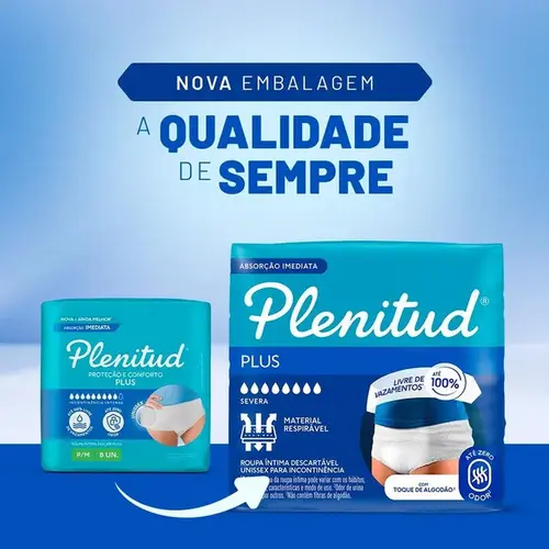 Roupa Íntima Descartável Plenitud Presságio para M Unissex 16 Unidades