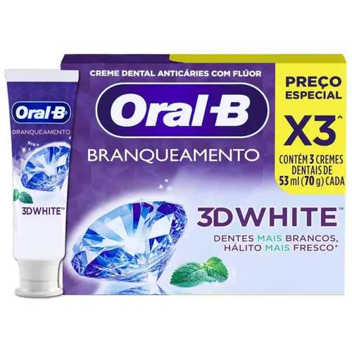 Kit Creme Dental Oral-B 3D White Leve 3 Pague 2 de 70g
