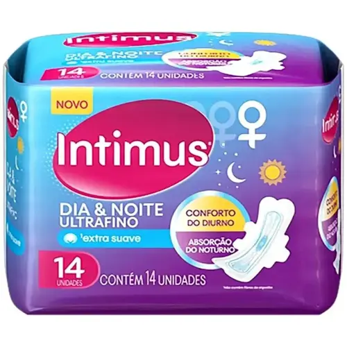 Absorvente Intimus Dia & Noite Ultrafino Suave com Abas 14 Unidades