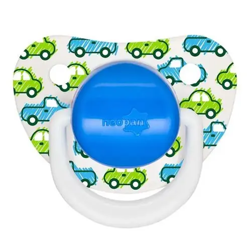 Chupeta Neopan Decorada Azul Silicone Bico Ortodôntico Nº2 +6 Meses - 1 Unidade