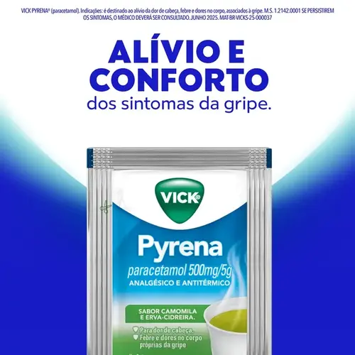 Vick Pyrena 500mg - Sabor Camomila e Erva-Cidreira - 1 Envelope 5g