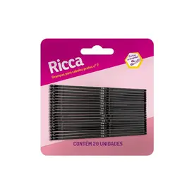 Grampo para Cabelo Preto N°7 Ricca - 20 Unidades
