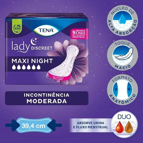 Absorvente Geriátrico Tena Lady Discreet Noturno 14 Unidades