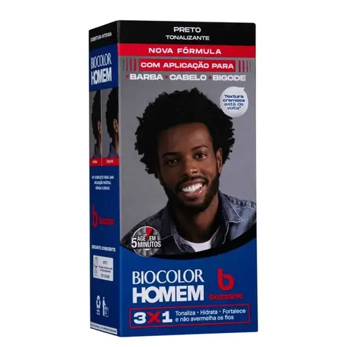 Tonalizante Masculino Bozzano Biocolor Preto 1 Unidade