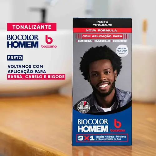 Tonalizante Masculino Bozzano Biocolor Preto 1 Unidade