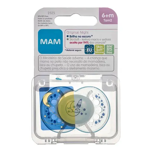 Chupeta MAM Original Night Azul Nº2 +6 Meses - 1 Unidade
