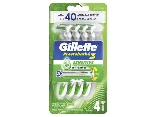 Aparelho de Barbear Gillette Prestobarba 3 Sensitive 4 Unidades