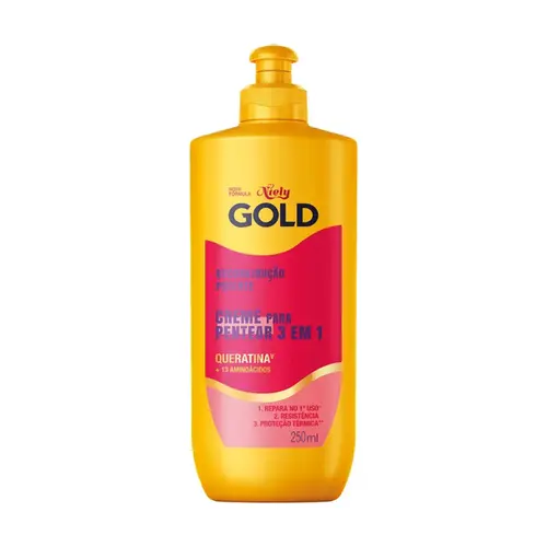 Creme para Pentear Niely Gold 3 em 1 Reconstrução Potente 500ml