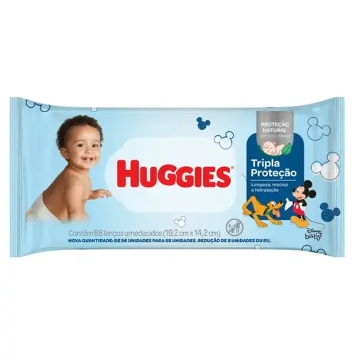 Lenço Umedecido Huggies Tripla Proteção 88 Unidades