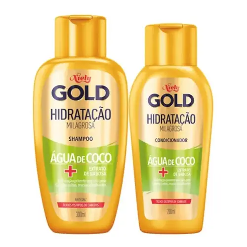 Kit Niely Gold Hidratação Água de Coco Shampoo 300ml + Condicionador 200ml