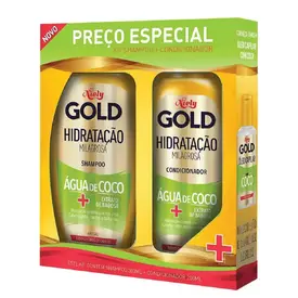 Kit Niely Gold Hidratação Água de Coco Shampoo 300ml + Condicionador 200ml