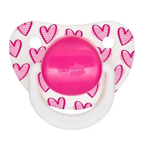 Chupeta Neopan Decorada Rosa Silicone Bico Ortodôntico Nº2 +6 Meses - 1 Unidade