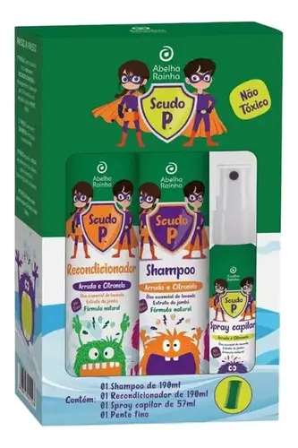 Kit Piolho Abelha Rainha (Shampoo/Cond./Spray/Pente Fino)
