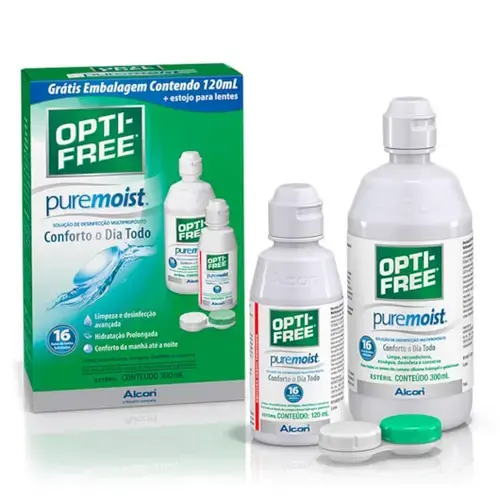 Solução para Limpeza de Lentes - Opti-Free Puremoist 420ml + 1 Estojo para Lentes Grátis