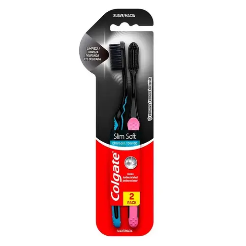 Escova de Dente Colgate Slim Soft Black Macia 2 Unidades