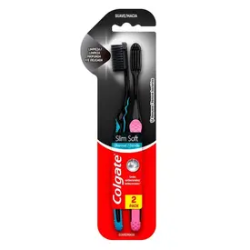 Escova de Dente Colgate Slim Soft Black Macia 2 Unidades