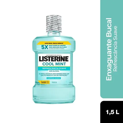 Enxaguante Bucal Listerine Cool Mint Menta Suave Zero Álcool 1.5 Litros