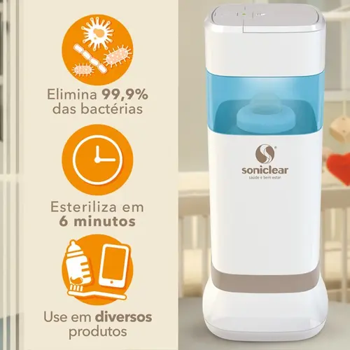 Esterilizador Portátil Ultravioleta Soniclear SS-2002 Branco e Dourado